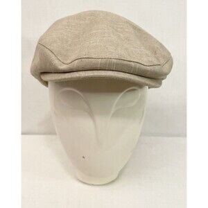 NWT Country Gentleman Hat Cap Fitted Men's L Large Linen Beige White Newsboy